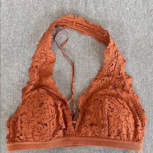Aerie Lace Halter Bralette - Warm Rust